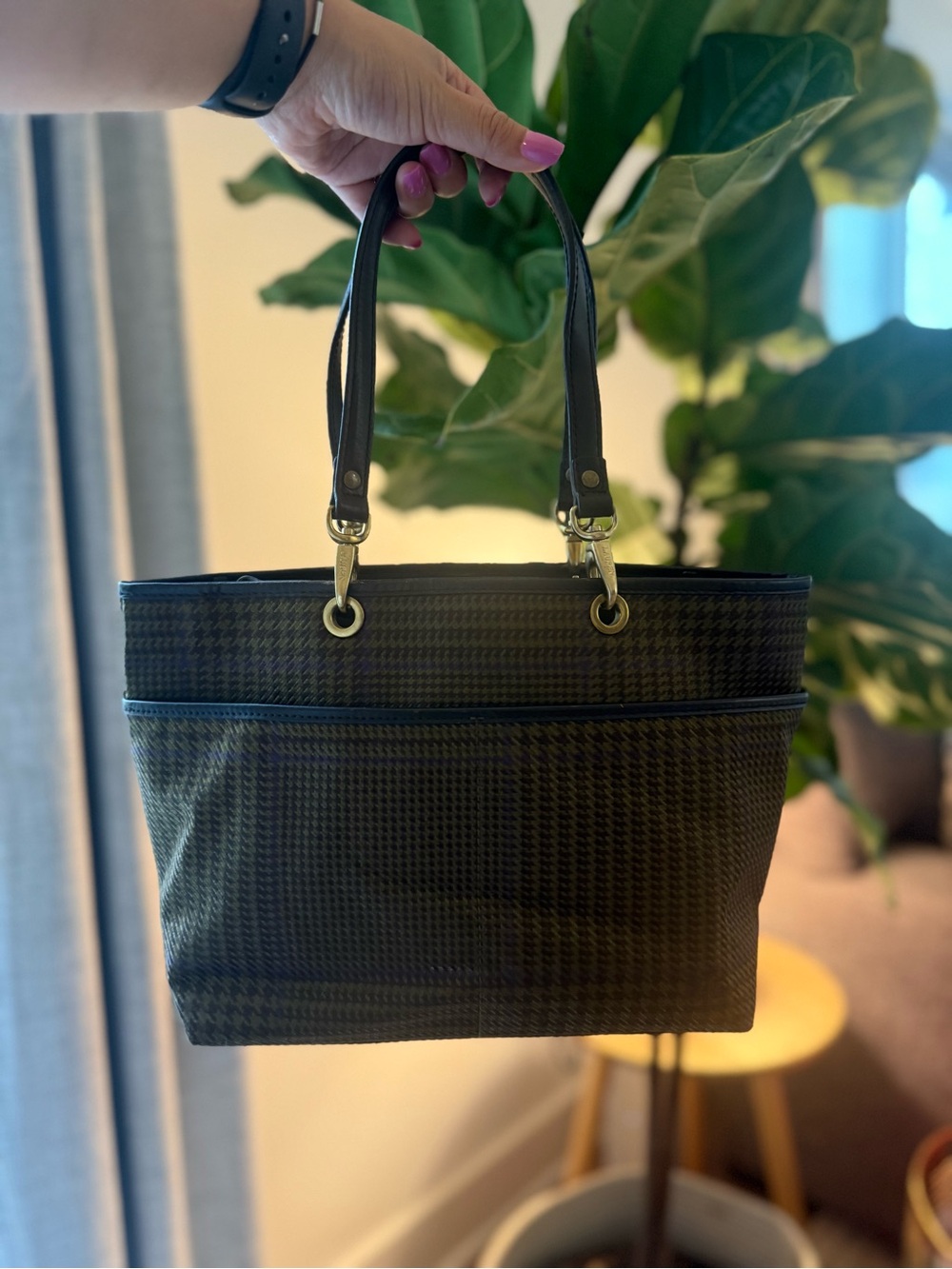 women’s vintage Lauren Ralph Lauren houndstooth small tote